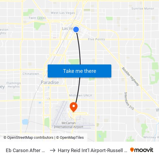 Eb Carson After 4th to Harry Reid Int'l Airport-Russell Rd map