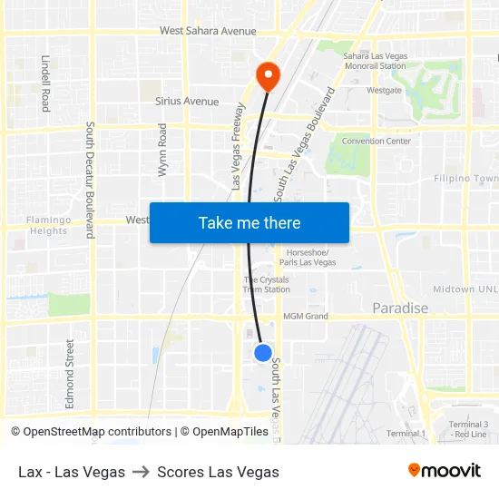 Lax - Las Vegas to Scores Las Vegas map