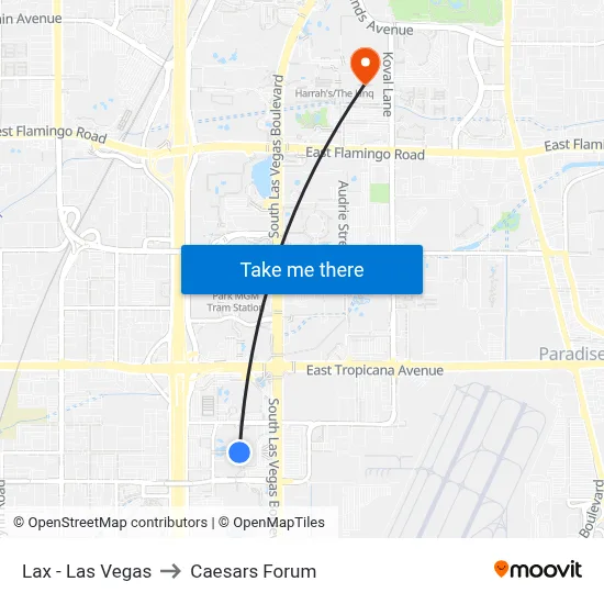 Lax - Las Vegas to Caesars Forum map