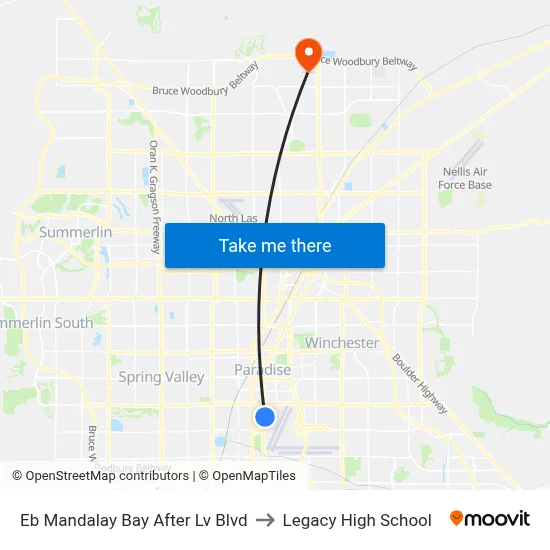 Eb Mandalay Bay After Lv Blvd to Legacy High School map