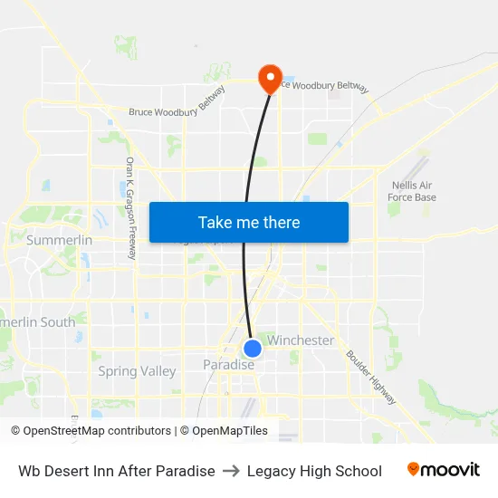 Wb Desert Inn After Paradise to Legacy High School map