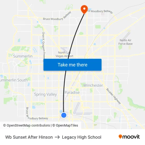 Wb Sunset After Hinson to Legacy High School map