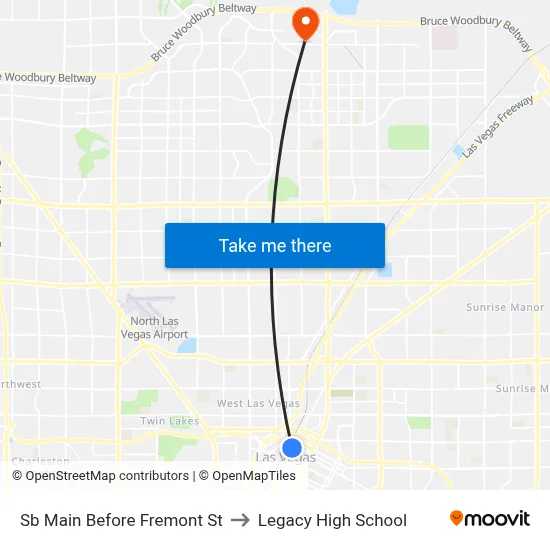 Sb Main Before Fremont St to Legacy High School map