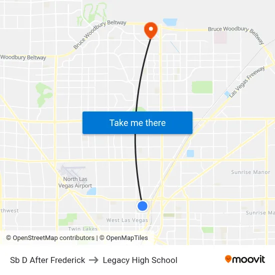 Sb D After Frederick to Legacy High School map