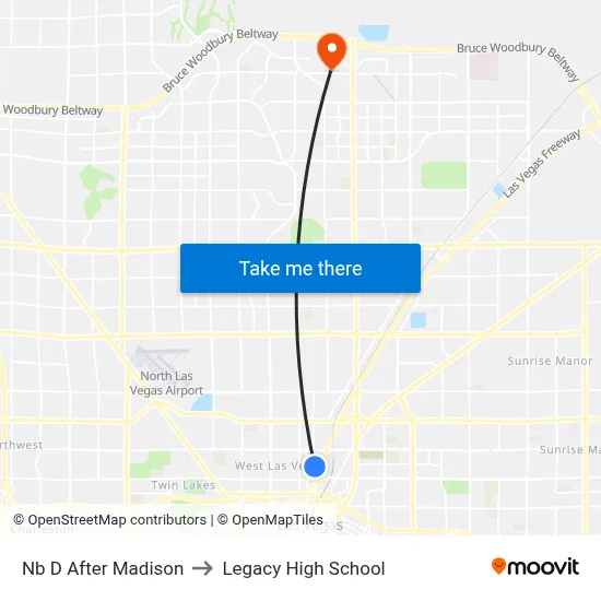 Nb D After Madison to Legacy High School map