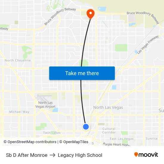 Sb D After Monroe to Legacy High School map