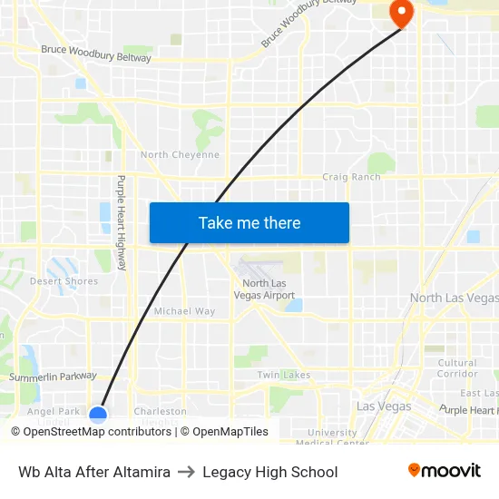 Wb Alta After Altamira to Legacy High School map