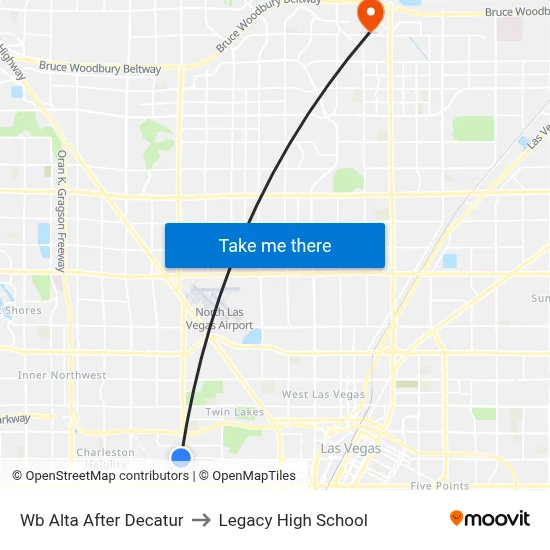 Wb Alta After Decatur to Legacy High School map
