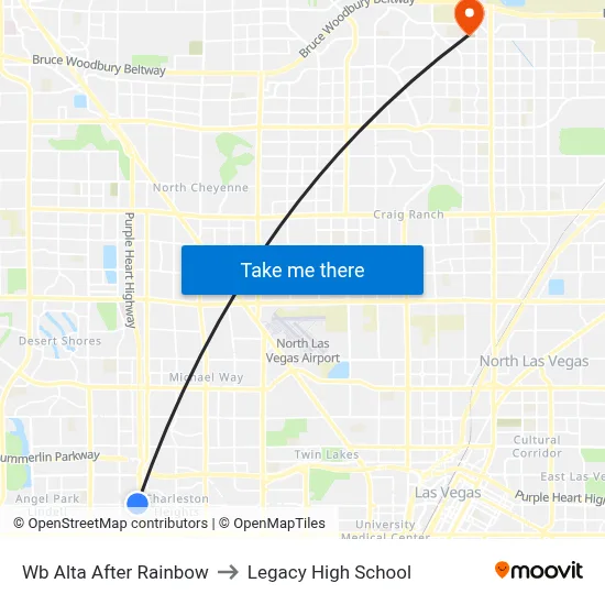 Wb Alta After Rainbow to Legacy High School map