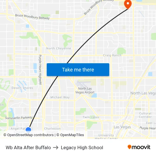 Wb Alta After Buffalo to Legacy High School map
