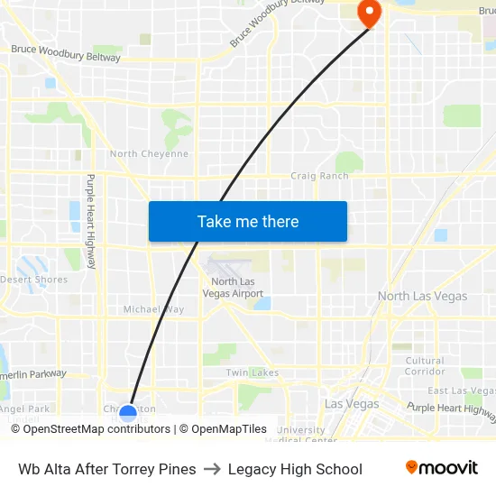 Wb Alta After Torrey Pines to Legacy High School map