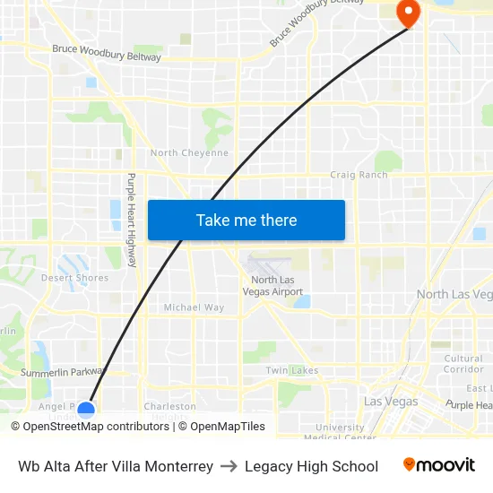 Wb Alta After Villa Monterrey to Legacy High School map