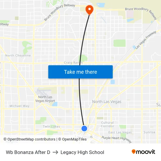 Wb Bonanza After D to Legacy High School map