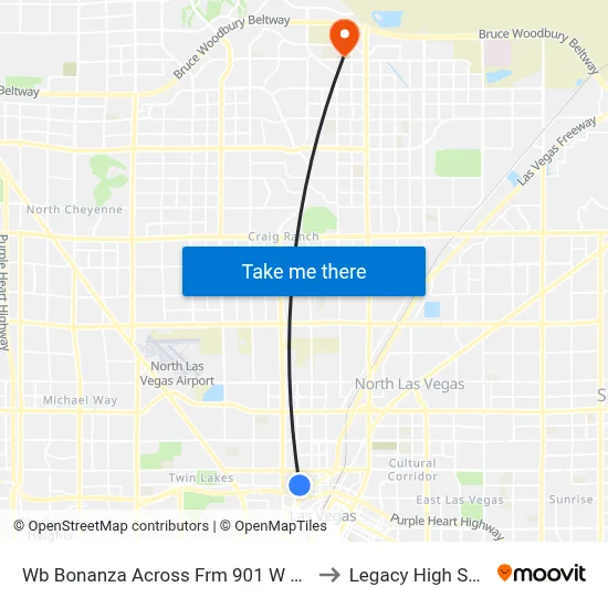 Wb Bonanza Across Frm 901 W Bonanza to Legacy High School map