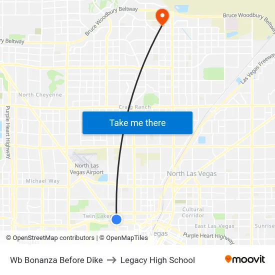 Wb Bonanza Before Dike to Legacy High School map