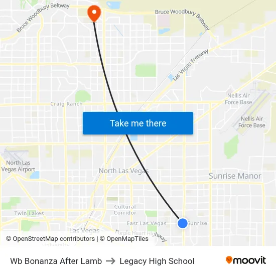 Wb Bonanza After Lamb to Legacy High School map