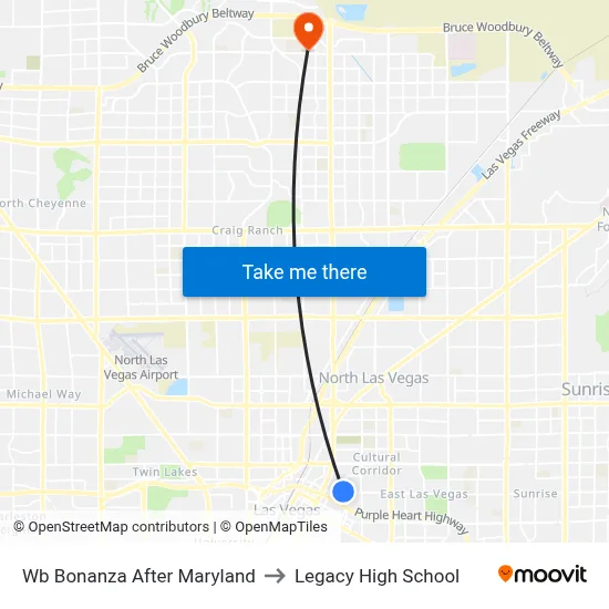 Wb Bonanza After Maryland to Legacy High School map