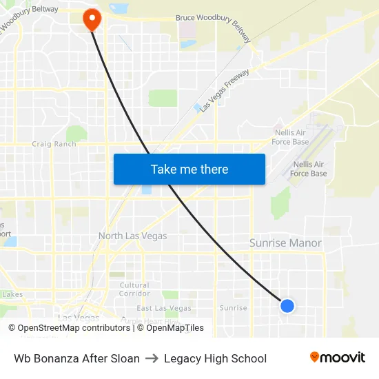 Wb Bonanza After Sloan to Legacy High School map