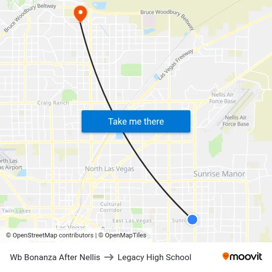 Wb Bonanza After Nellis to Legacy High School map