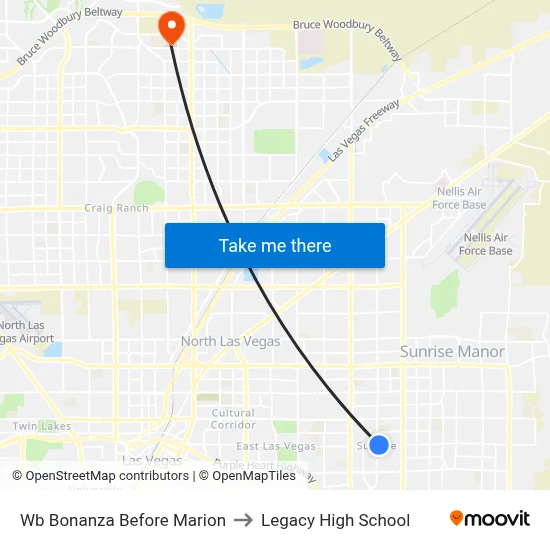 Wb Bonanza Before Marion to Legacy High School map