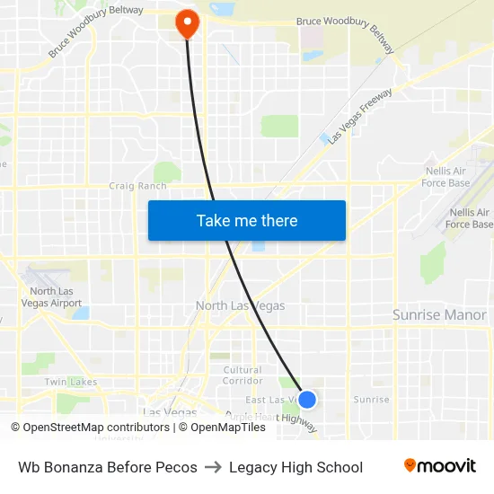 Wb Bonanza Before Pecos to Legacy High School map