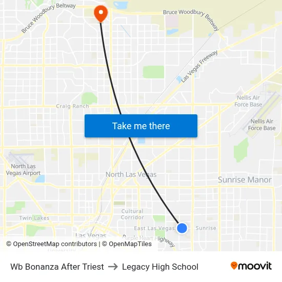 Wb Bonanza After Triest to Legacy High School map