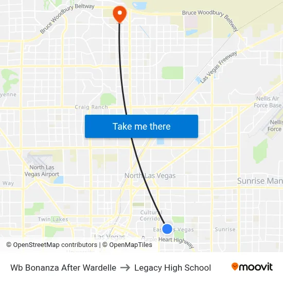 Wb Bonanza After Wardelle to Legacy High School map