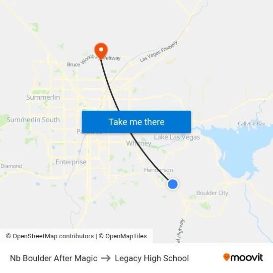 Nb Boulder After Magic to Legacy High School map