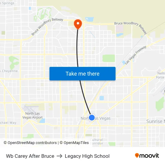 Wb Carey After Bruce to Legacy High School map