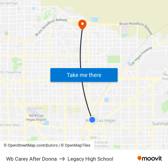 Wb Carey After Donna to Legacy High School map