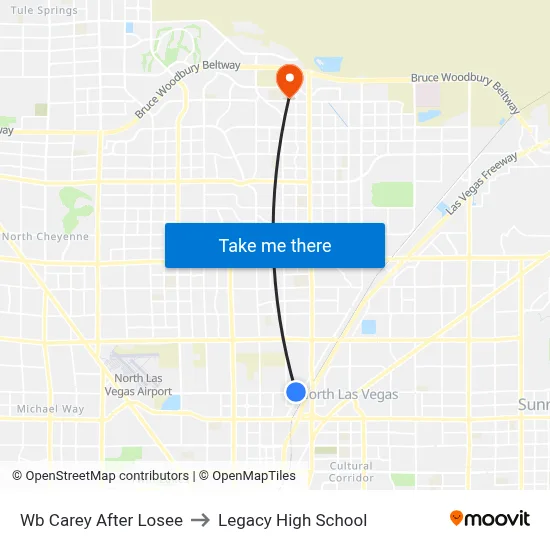 Wb Carey After Losee to Legacy High School map