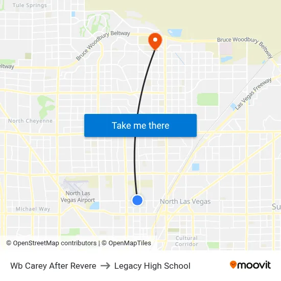 Wb Carey After Revere to Legacy High School map