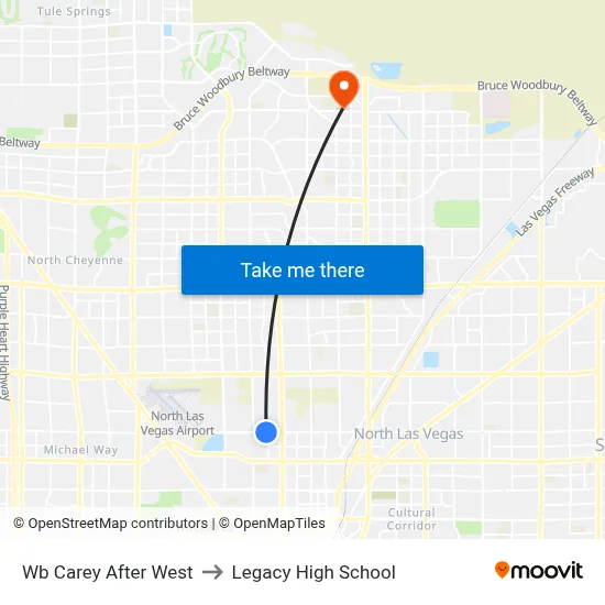 Wb Carey After West to Legacy High School map