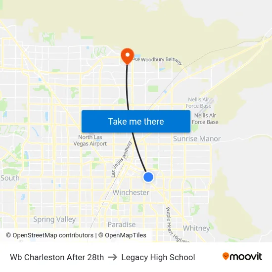 Wb Charleston After 28th to Legacy High School map