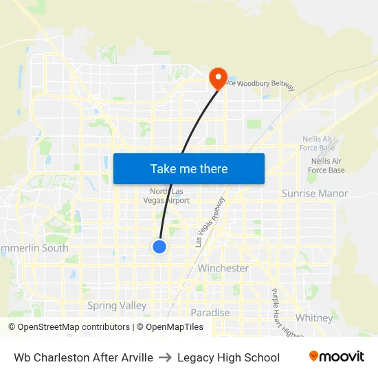Wb Charleston After Arville to Legacy High School map