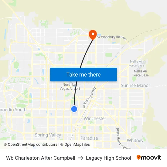 Wb Charleston After Campbell to Legacy High School map