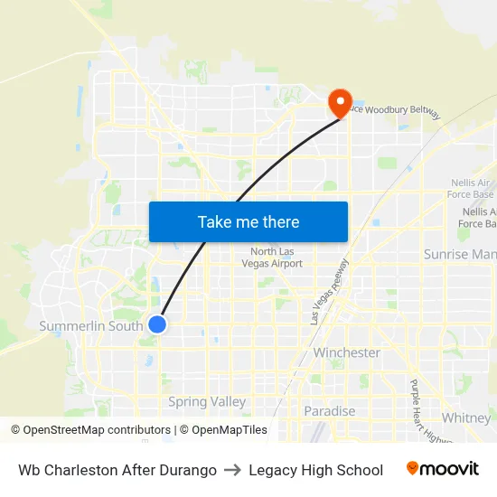 Wb Charleston After Durango to Legacy High School map