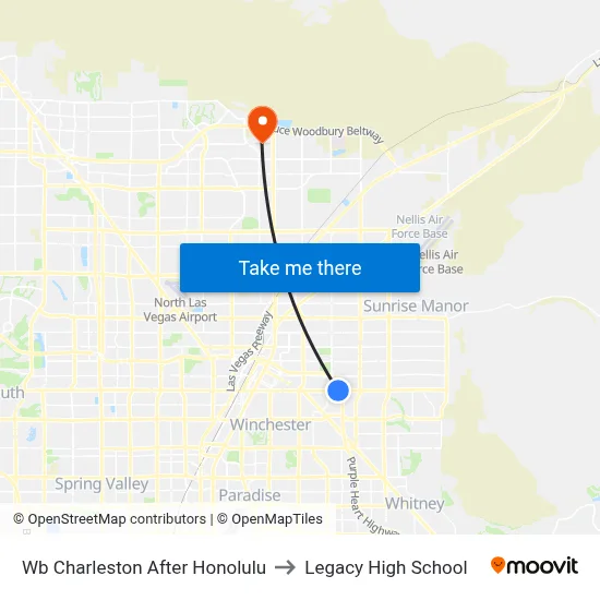 Wb Charleston After Honolulu to Legacy High School map
