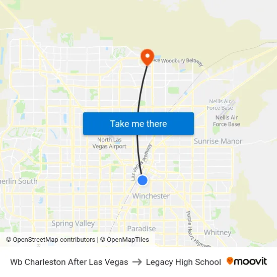 Wb Charleston After Las Vegas to Legacy High School map