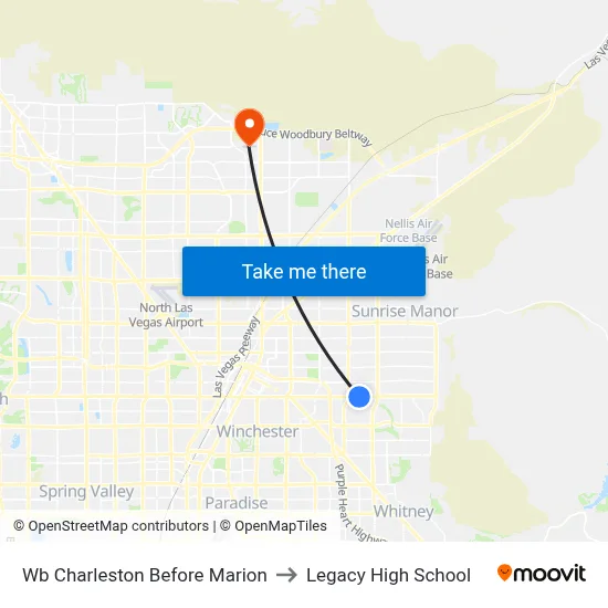 Wb Charleston Before Marion to Legacy High School map