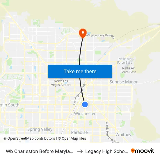 Wb Charleston Before Maryland to Legacy High School map
