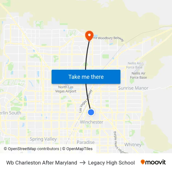 Wb Charleston After Maryland to Legacy High School map