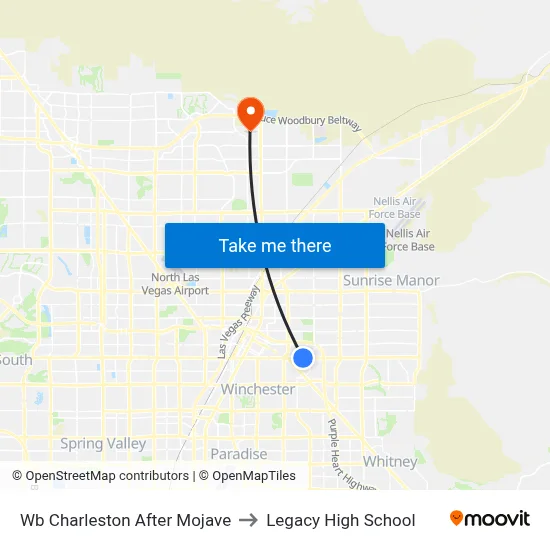 Wb Charleston After Mojave to Legacy High School map