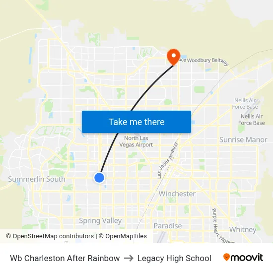 Wb Charleston After Rainbow to Legacy High School map