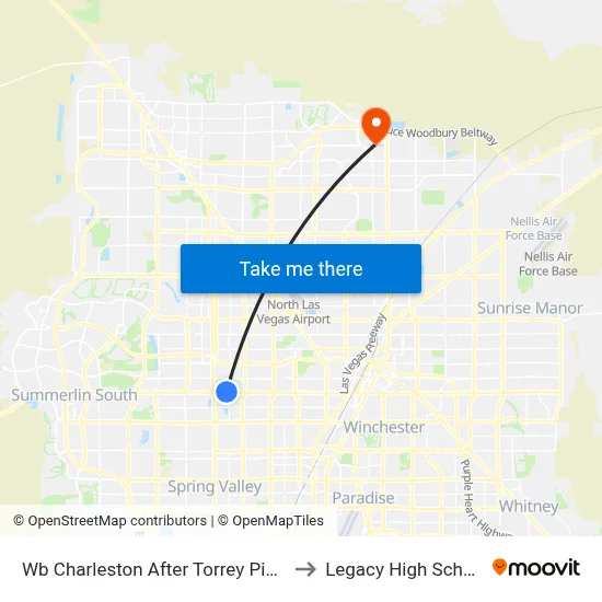 Wb Charleston After Torrey Pines to Legacy High School map