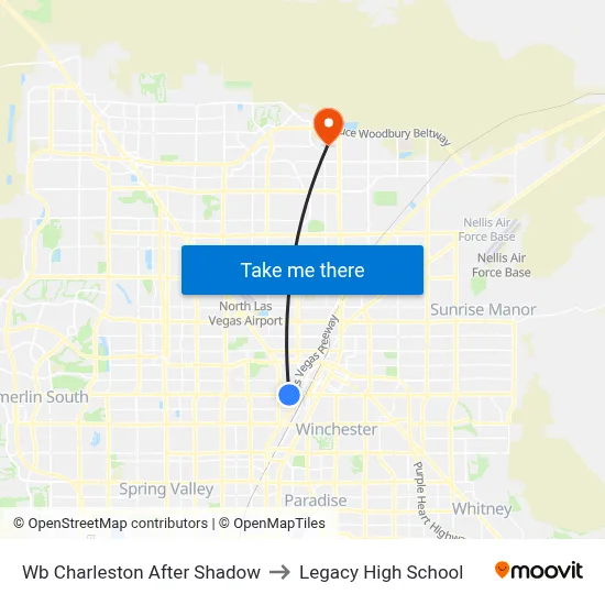Wb Charleston After Shadow to Legacy High School map