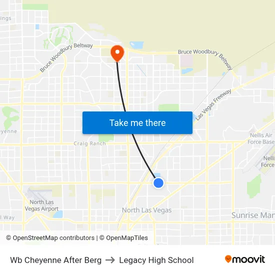 Wb Cheyenne After Berg to Legacy High School map