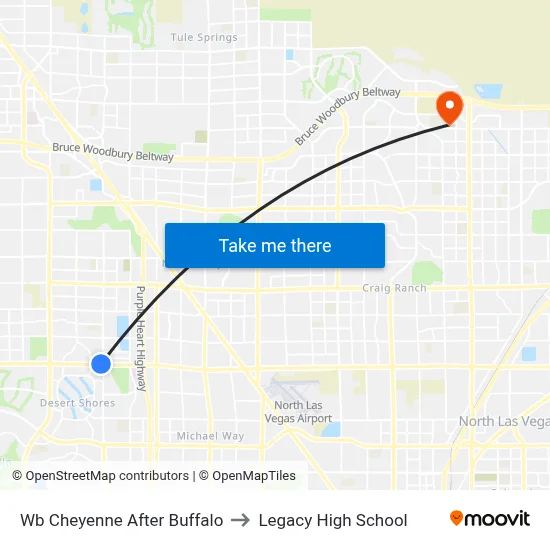 Wb Cheyenne After Buffalo to Legacy High School map