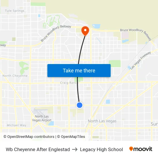 Wb Cheyenne After Englestad to Legacy High School map