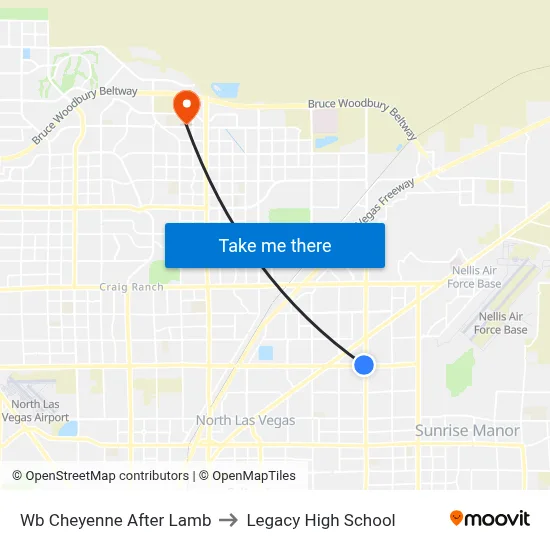 Wb Cheyenne After Lamb to Legacy High School map